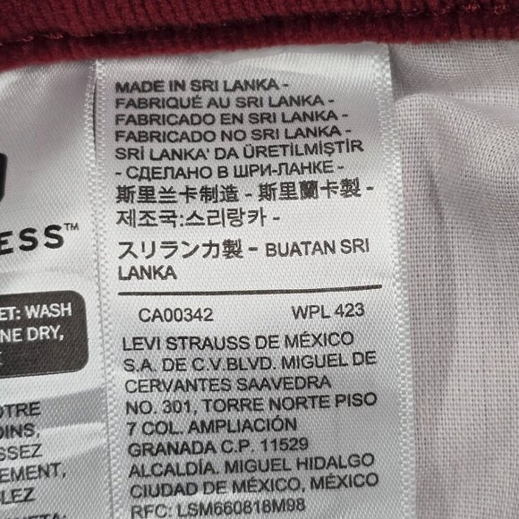 Levis 725 Pants Women 32 Red Corduroy Bootcut High Rise Stretch Cowgirl Western - Picture 6 of 14